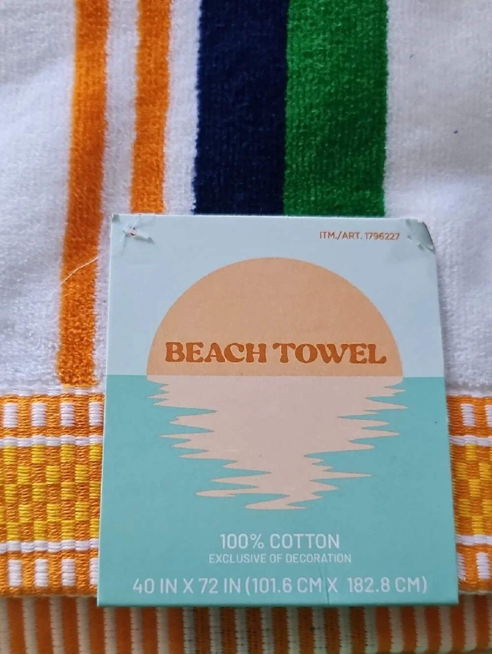 White Striped Beach Towel- Multicolor